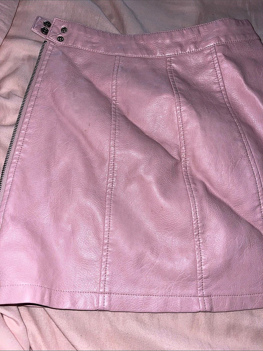H&M Divided Faux Leather Mini Skirt Pink XS